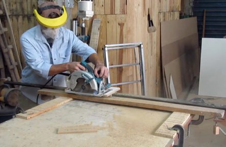 Aplainar madeira com serra circular manual